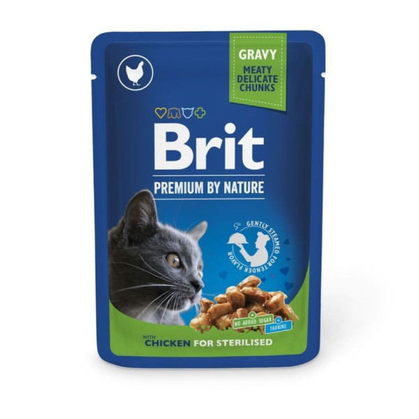 Вологий корм для котів Brit Premium Sterilised 100 г - курка