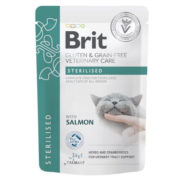 Вологий корм Brit GF VetDiet Care Sterilised pouch 85 г - лосось 12шт
