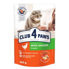 Вологий корм для котів Club 4 Paws 24x100 г (курка в соусі)