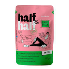 Вологий корм для кошенят Half&Half Kitten pouch 100 г - індичка 22шт