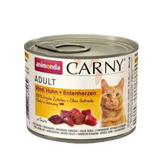 Вологий корм для котів Animonda Carny Adult 200 г - яловичина, курка та качині сердця
