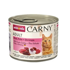 Вологий корм для котів Animonda Carny Adult 200 г - яловичина, індичка та креветки