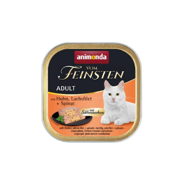 Вологий корм для котів Animonda Vom Feinsten Adult 100 г - курка, лосось та шпинат