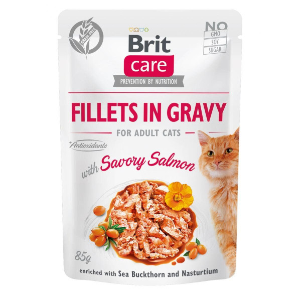 Вологий корм для котів Brit Care Cat pouch 85g (філе лосося в соусі) 24шт