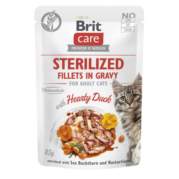Вологий корм для котів Brit Care Cat Sterilized 85 г - качка 24 шт