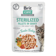 Вологий корм для котів Brit Care Cat Sterilized pouch 85 г - індичка 24шт