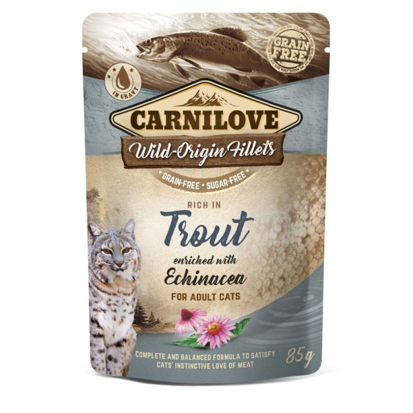 Вологий корм для котів Carnilove pouch 85 г - форель та ехінацея