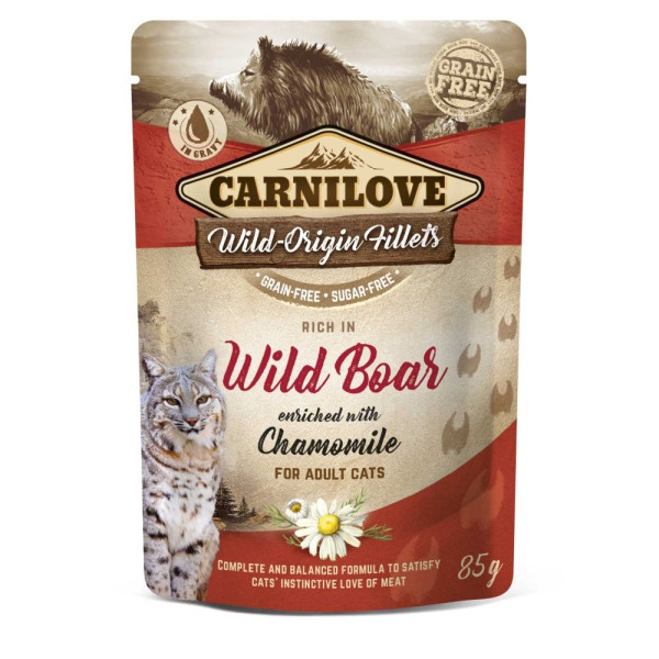 Вологий корм для котів Carnilove pouch 85 г - кабан і ромашка