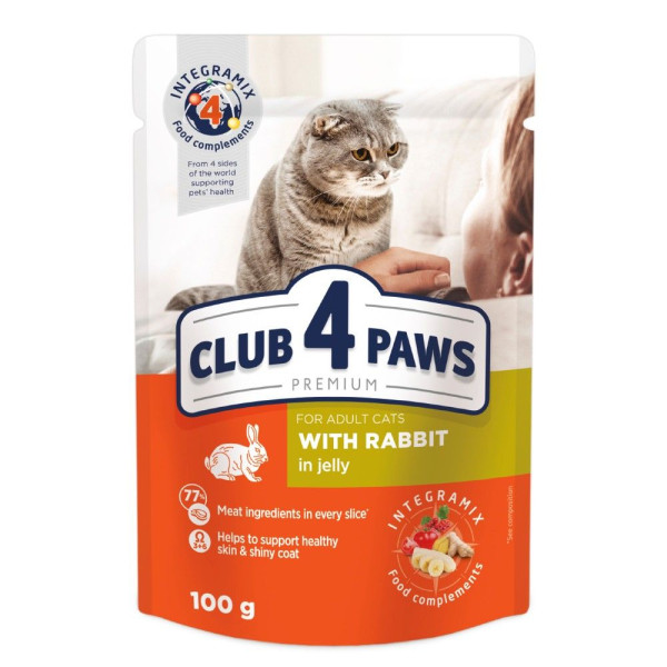 Вологий корм для котів Club 4 Paws pouch 100 г - кролик