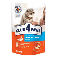 Вологий корм для котів Club 4 Paws Premium 24x100 г (лосось в желе)