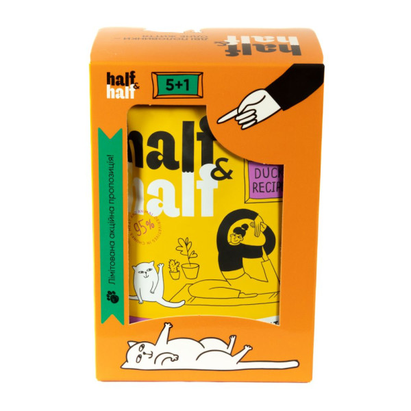Вологий корм для котів Half&Half Adult 5+1 pouch 600 г - качка