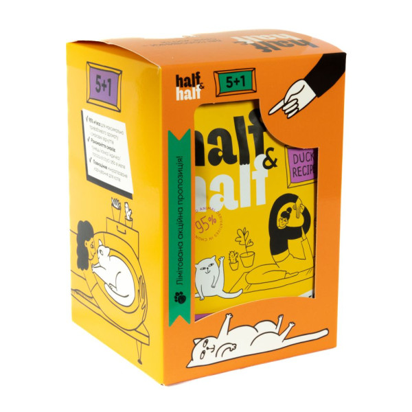Вологий корм для котів Half&Half Adult 5+1 pouch 600 г - качка