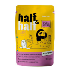 Вологий корм для котів Half&Half Adult pouch 100 г - качка 22шт
