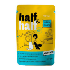 Вологий корм для котів Half&Half Adult pouch 100 г - лосось 22шт