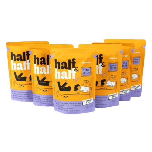 Вологий корм для котів Half&Half Sterilized 5+1 pouch 600 г - тунець