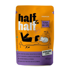 Вологий корм для котів Half&Half Sterilized pouch 100 г - тунець 22шт