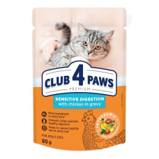 Вологий корм для котів із чутливим травленням Club 4 Paws Premium pouch 24x80 г (курка)