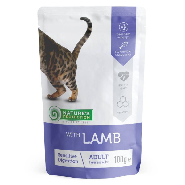 Вологий корм для котів Nature's Protection Sensitive Digestion pouch 100 г - ягнятина