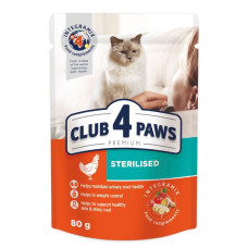 Вологий корм для стерилізованих котів Club 4 Paws Premium 24x80 г  (курка)