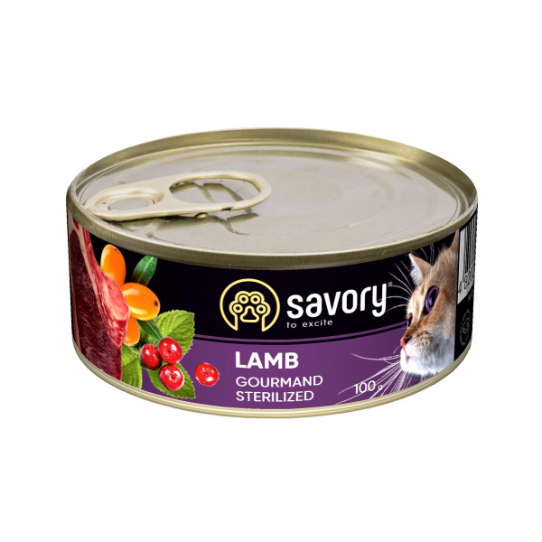 Вологий корм для котів Savory Sterilized 100 г - ягня