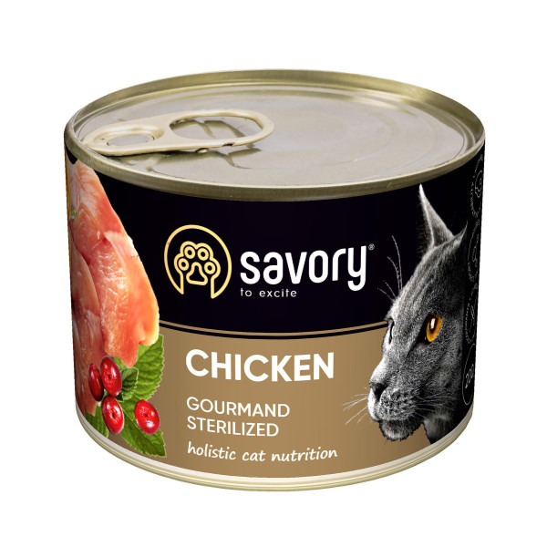 Вологий корм для котів Savory Sterilized 200 г - курка