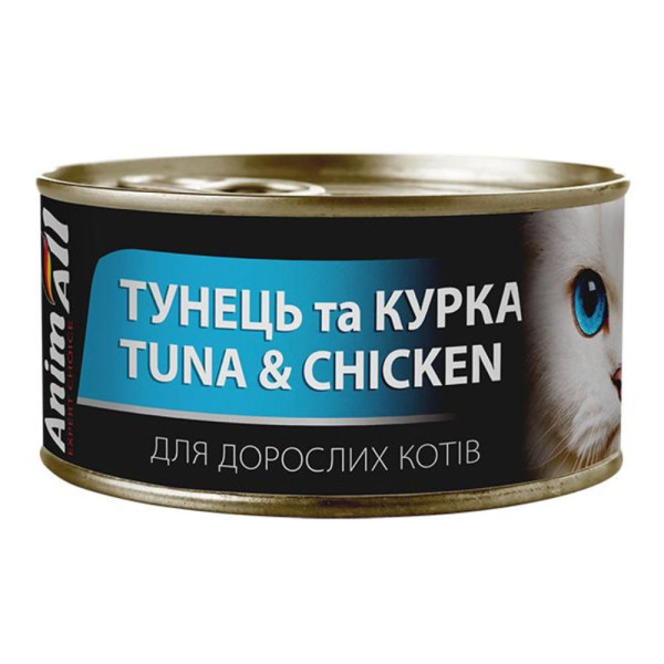 Вологий корм для котів AnimAll Adult 85 г - тунець та курка