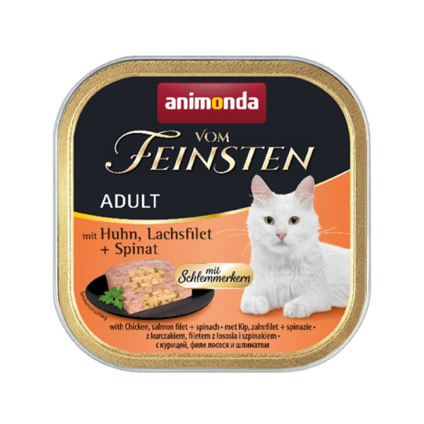 Вологий корм для котів Animonda Vom Feinsten Adult 100 г - курка, лосось та шпинат