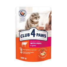Вологий корм для котів Club 4 Paws Premium pouch 24x100 г - телятина