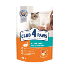 Вологий корм для котів Club 4 Paws Premium Sterilised pouch 24x80 г - кролик