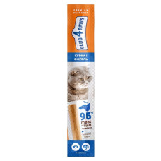 Ласощі для котів Club 4 Paws м'ясна паличка 50x5 г г(курка та форель)
