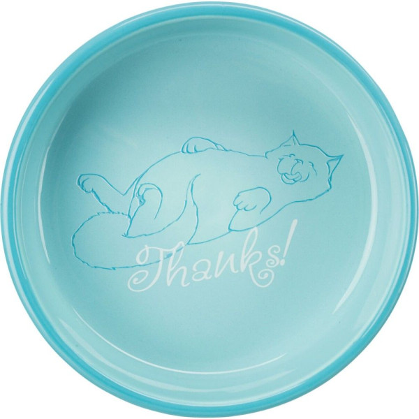 Миска керамічна Trixie для короткомордих порід котів 300 мл / 15 см - блакитна, сіра, рожева, синя