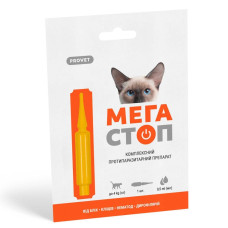 Краплі на холку для котів PROVET Мегастоп до 4 кг, 1 шт
