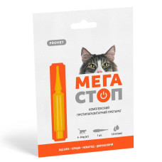 Краплі на холку для котів PROVET Мегастоп від 4 до 8 кг, 1 шт