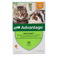 Краплі на холку для котів Elanco Bayer Advantage до 4 кг, 4 шт