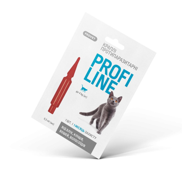 Краплі на холку для котів PROVET Profiline до 4 кг, 1 шт