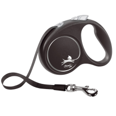 Повідець-рулетка для собак Flexi Black Design, зі стрічкою S 5 м/15 кг - чорна