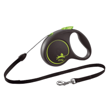 Повідець-рулетка для собак Flexi Black Design, з тросом XS 3 м/8 кг - зелена