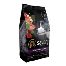 Сухий корм для собак Savory Medium Breed Fresh 3 кг - індичка та ягня