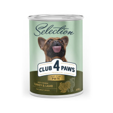 М'ясний паштет Преміум Cелекшн для дорослих собак CLUB 4 PAWS 400 г (індичка та ягня)