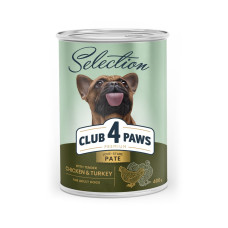 М'ясний паштет Преміум Cелекшн для дорослих собак CLUB 4 PAWS 400 г (курка та індичка)