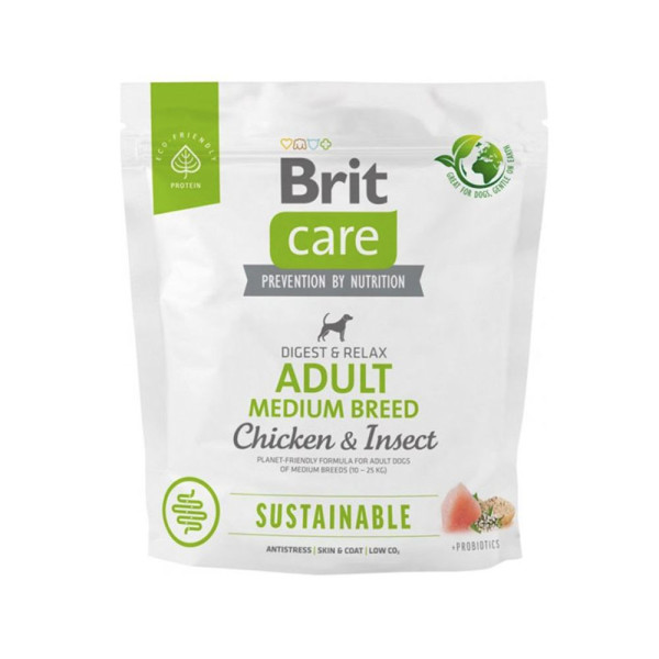 Сухий корм для собак Brit Care Dog Sustainable Adult Medium Breed 1 кг - курка та комахи