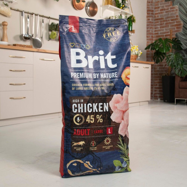 Сухий корм для собак Brit Premium Dog Adult L 15 кг - курка