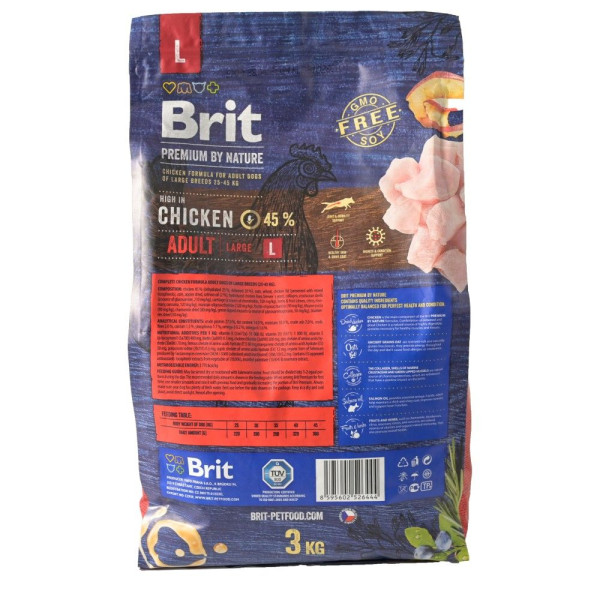 Сухий корм для собак Brit Premium Dog Adult L 3 кг - курка