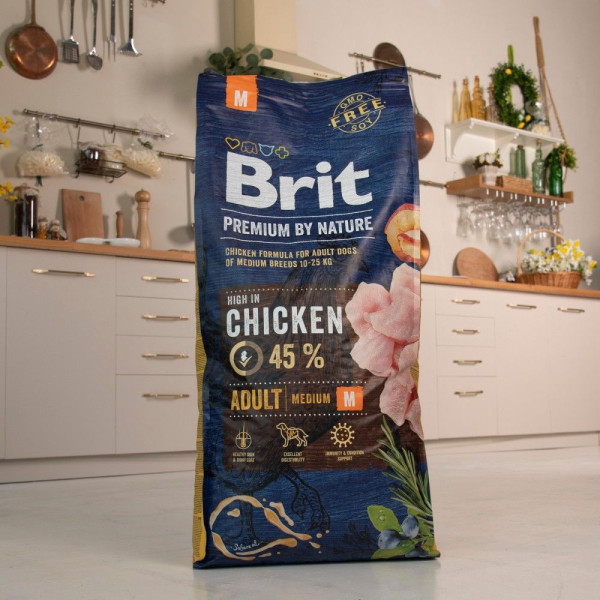 Сухой корм для собак Brit Premium Dog Adult M 15 кг - курица