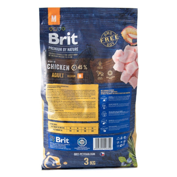 Сухий корм для собак Brit Premium Dog Adult M 3 кг - курка