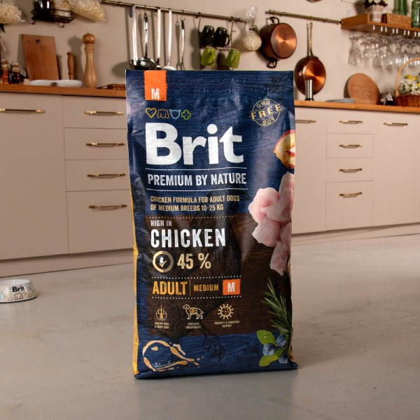 Сухий корм для собак Brit Premium Dog Adult M 8 кг - курка
