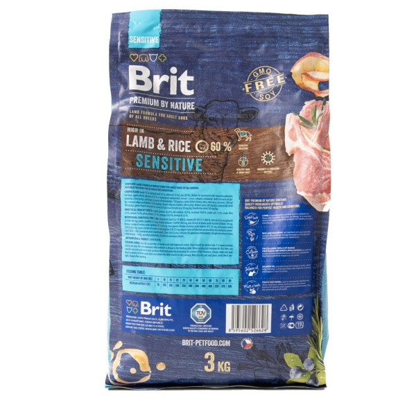 Сухий корм для собак Brit Premium Dog Sensitive 3 кг - ягня та рис