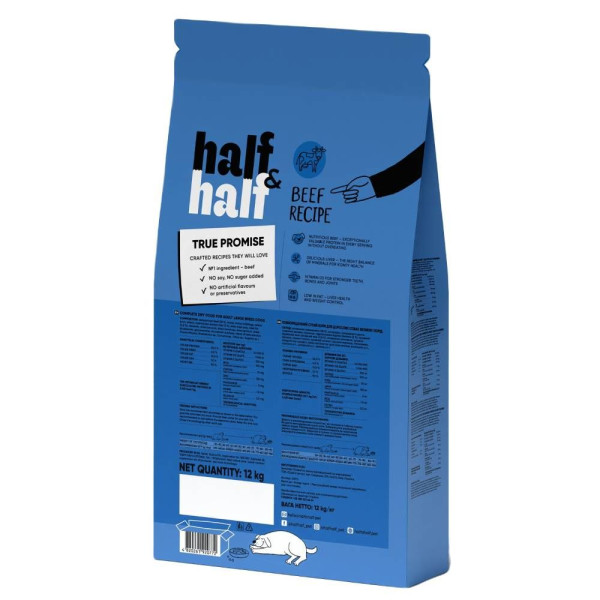 Сухий корм для собак Half&Half Large Breed 12 кг - яловичина