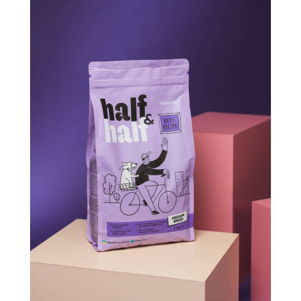 Сухий корм для собак Half&Half Medium Breed 2 кг - яловичина