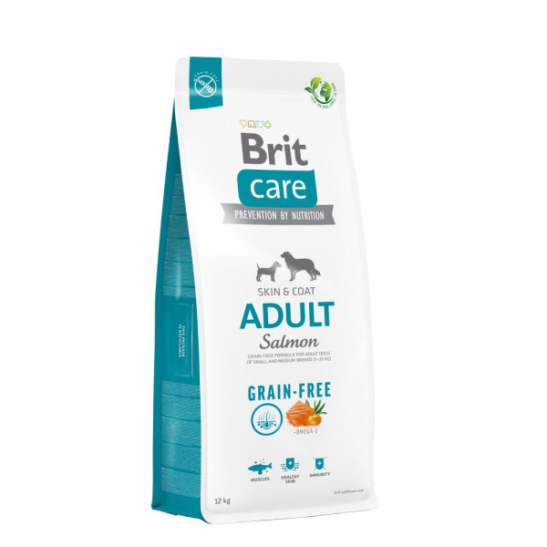 Сухий корм для собак малих і середніх порід  Brit Care Dog Grain-free Adult 12 кг - лосось